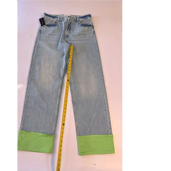 NWT Wandler High Rise Straight Leg Folded Denim Jeans Womens Size 32 Blue Green - Picture 5 of 16
